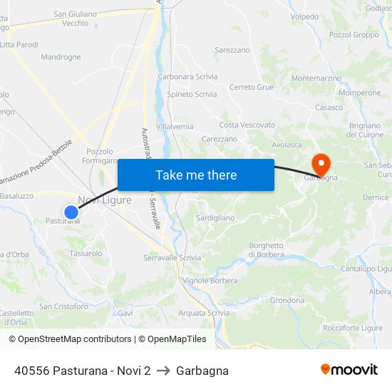 40556 Pasturana - Novi 2 to Garbagna map