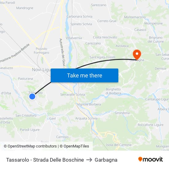 Tassarolo - Strada Delle Boschine to Garbagna map