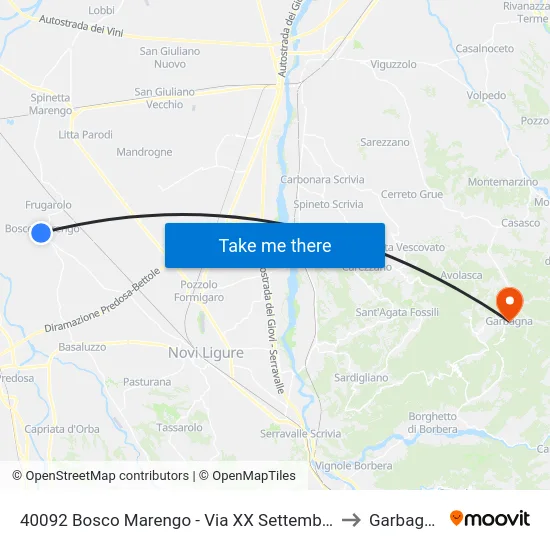40092 Bosco Marengo - XX September Street to Garbagna map