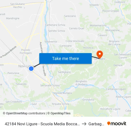 42184 Novi Ligure - Scuola Media Boccardo to Garbagna map