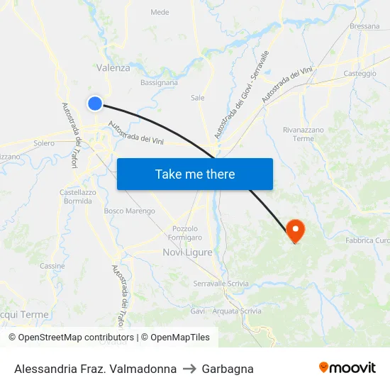 Alessandria Fraz. Valmadonna to Garbagna map