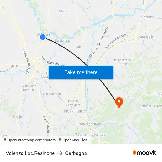 Valenza Loc.Resinone to Garbagna map