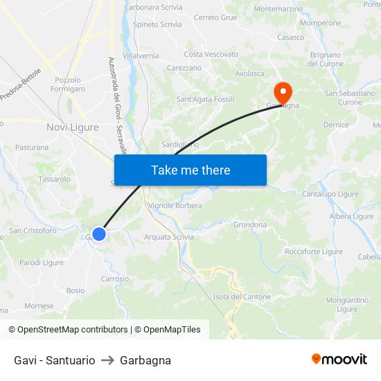 Gavi - Santuario to Garbagna map
