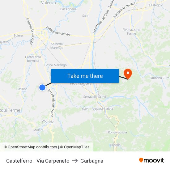 Castelferro - Via Carpeneto to Garbagna map