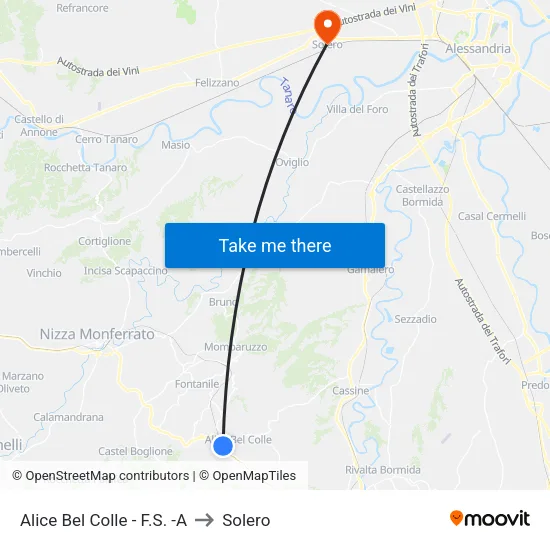 Alice Bel Colle - F.S. -A to Solero map