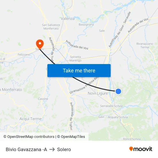 Gavazzana Junction -A to Solero map