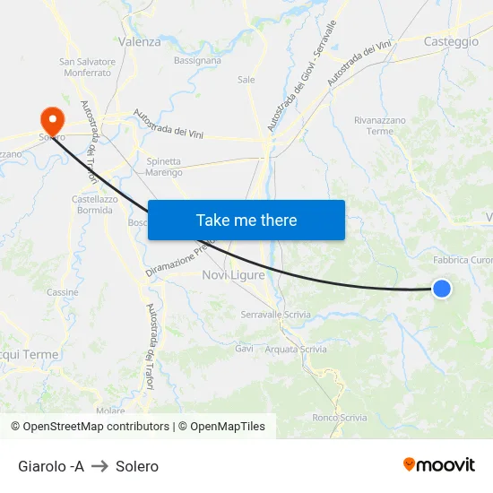 Giarolo -A to Solero map