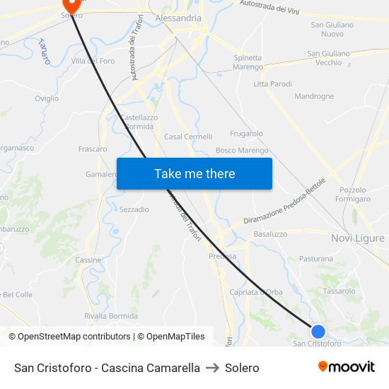 San Cristoforo - Cascina Camarella to Solero map