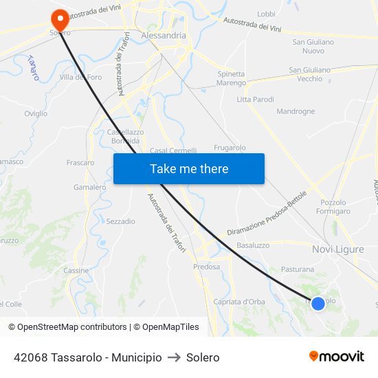 42068 Tassarolo - Municipio to Solero map