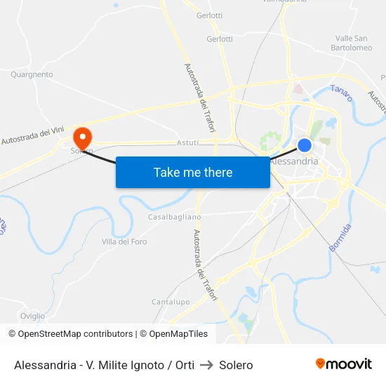 Alessandria - V. Milite Ignoto / Orti to Solero map
