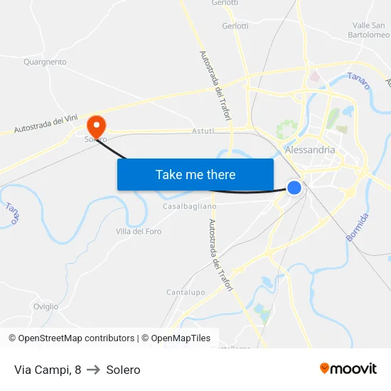 Via Campi, 8 to Solero map