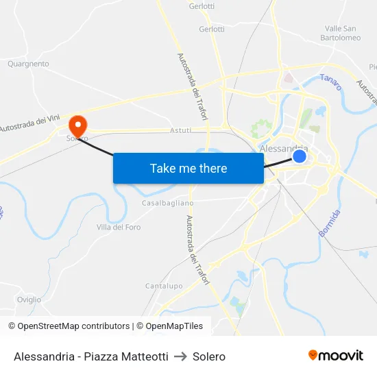 Alessandria - Piazza Matteotti to Solero map