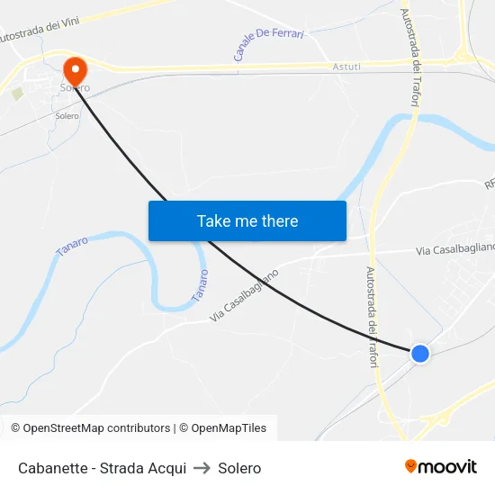 Cabanette - Strada Acqui to Solero map