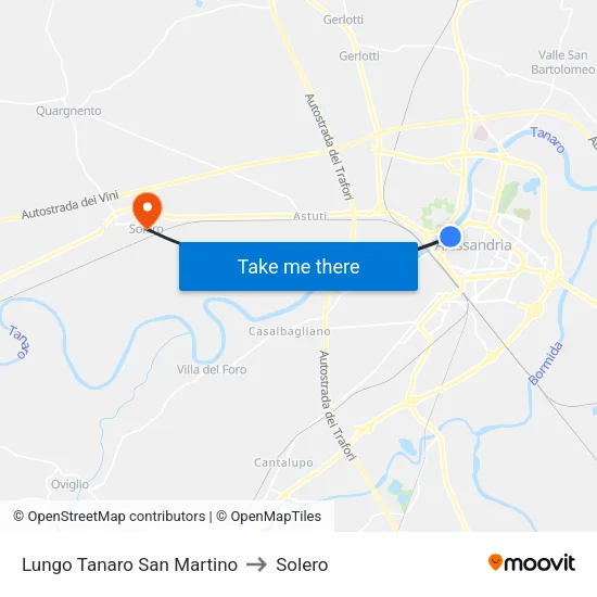 Lungo Tanaro San Martino to Solero map