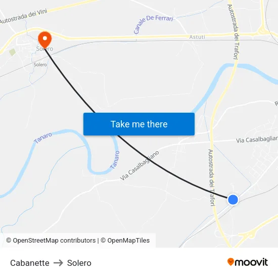 Cabanette to Solero map