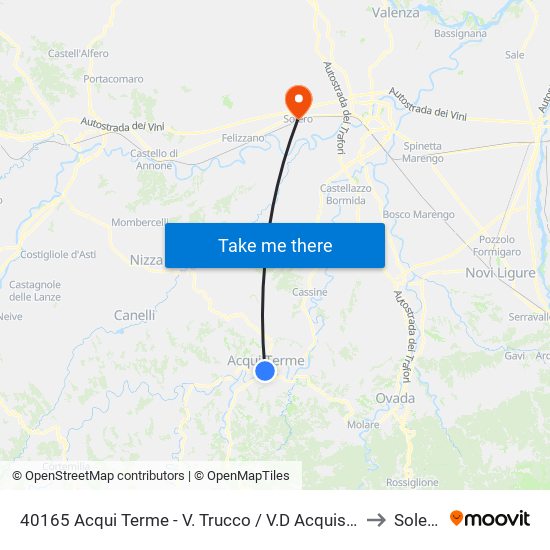 40165 Acqui Terme - V. Trucco / V.D Acquisto to Solero map