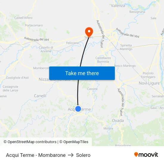 Acqui Terme - Mombarone to Solero map
