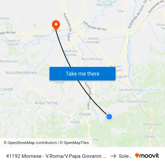 41192 Mornese - V.Roma/V.Papa Giovanni XXIII to Solero map