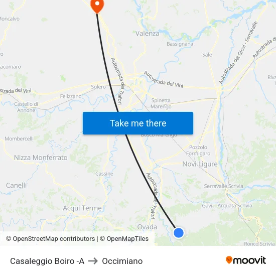 Casaleggio Boiro -A to Occimiano map