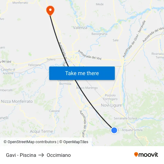 Gavi - Piscina to Occimiano map
