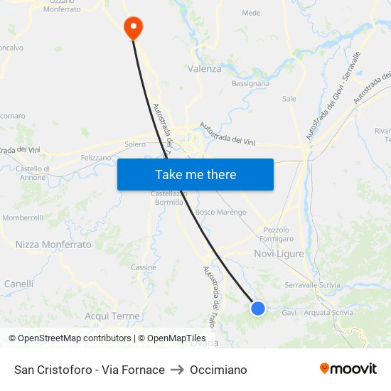 San Cristoforo - Via Fornace to Occimiano map