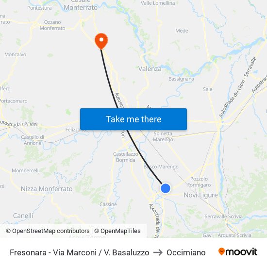 Fresonara - Via Marconi / V. Basaluzzo to Occimiano map