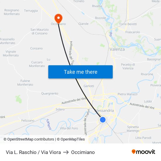 Via L. Raschio / Via Viora to Occimiano map