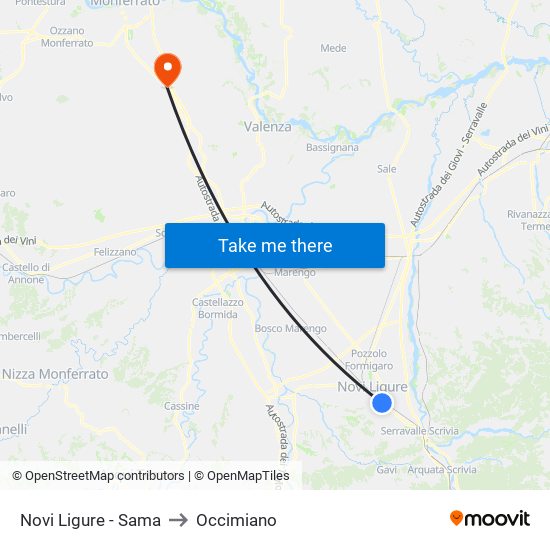 Novi Ligure - Sama to Occimiano map