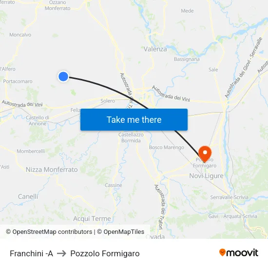 Franchini -A to Pozzolo Formigaro map