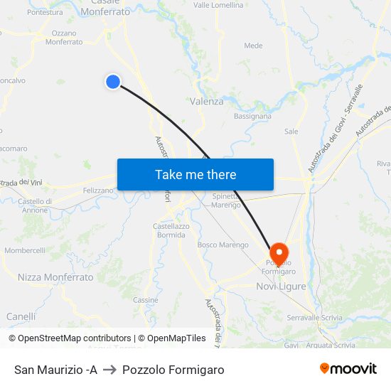 San Maurizio -A to Pozzolo Formigaro map