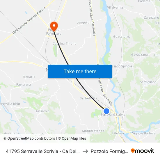 41795 Serravalle Scrivia - Ca Del Sole to Pozzolo Formigaro map
