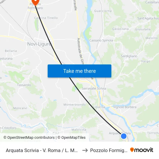 Arquata Scrivia - V. Roma / L. Mazzini to Pozzolo Formigaro map