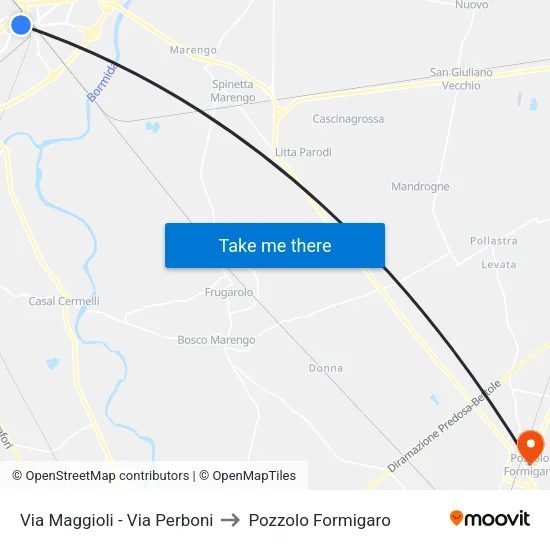 Via Maggioli - Via Perboni to Pozzolo Formigaro map