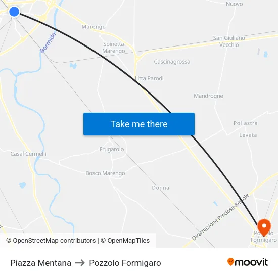 Mentana to Pozzolo Formigaro map