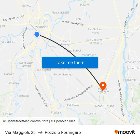 Via Maggioli, 28 to Pozzolo Formigaro map
