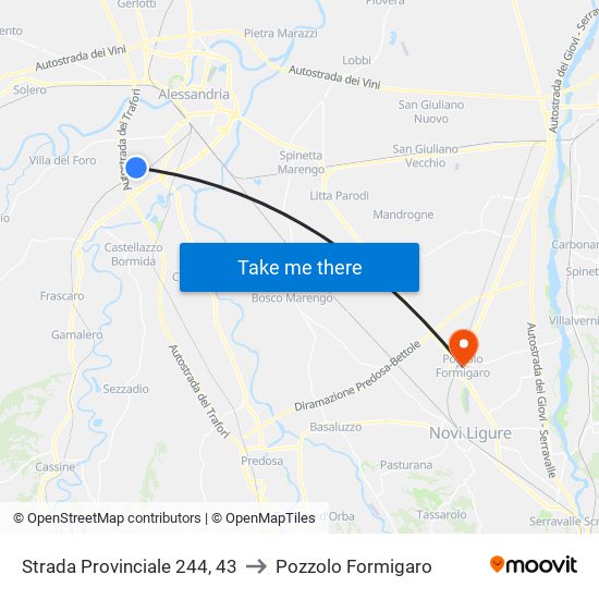 Strada Provinciale 244, 43 to Pozzolo Formigaro map