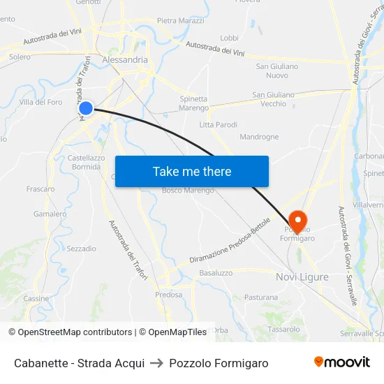 Cabanette - Strada Acqui to Pozzolo Formigaro map