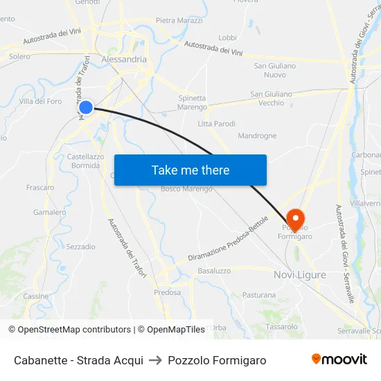 Cabanette - Strada Acqui to Pozzolo Formigaro map