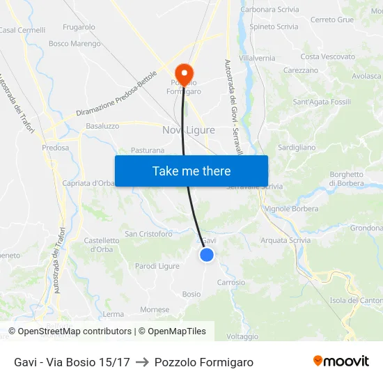 Gavi - Bosio Street 15/17 to Pozzolo Formigaro map