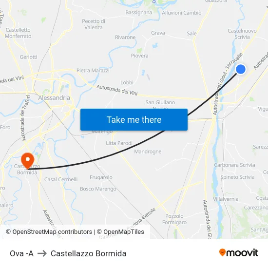 Ova -A to Castellazzo Bormida map