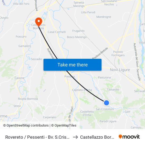 Rovereto / Pessenti - Bv. S.Cristoforo to Castellazzo Bormida map