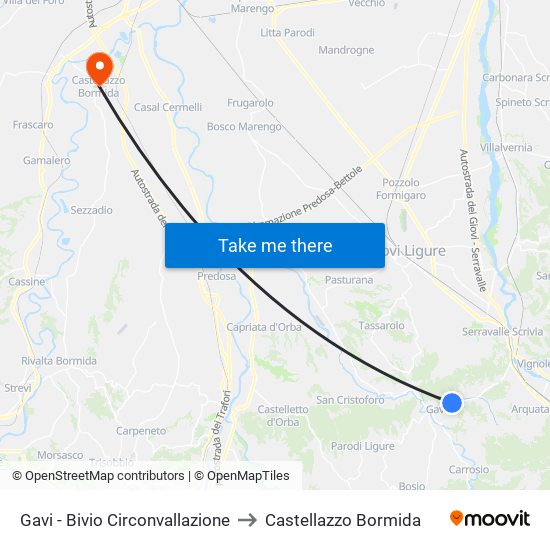 Gavi - Bivio Circonvallazione to Castellazzo Bormida map