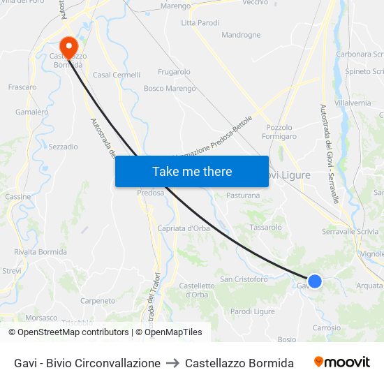 Gavi - Bivio Circonvallazione to Castellazzo Bormida map