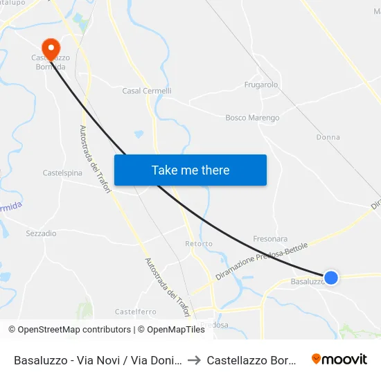 Basaluzzo - Via Novi / Via Donizetti to Castellazzo Bormida map