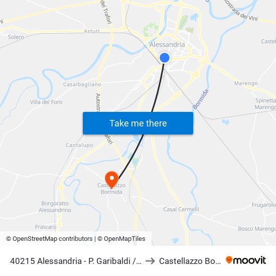 40215 Alessandria - P. Garibaldi / Via Lanza to Castellazzo Bormida map