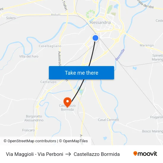 Via Maggioli - Via Perboni to Castellazzo Bormida map