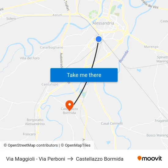 Via Maggioli - Via Perboni to Castellazzo Bormida map