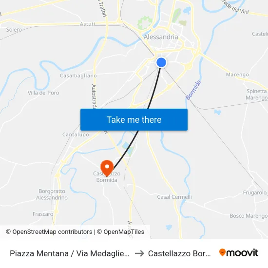 Piazza Mentana / Via Medaglie D'Oro to Castellazzo Bormida map