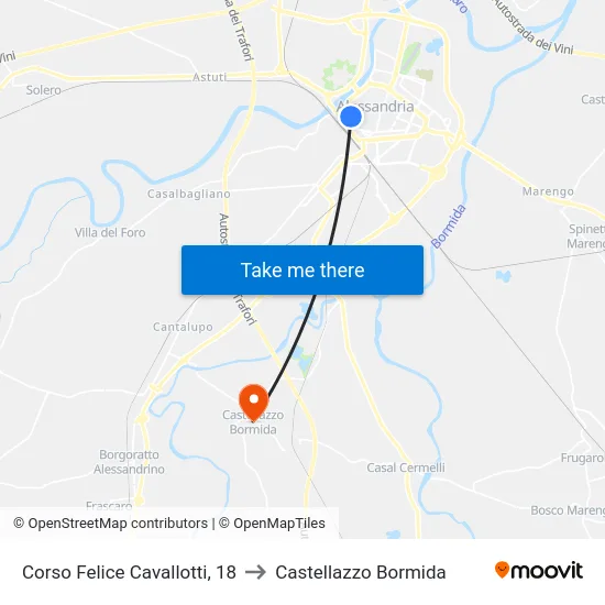Felice Cavallotti Avenue, 18 to Castellazzo Bormida map