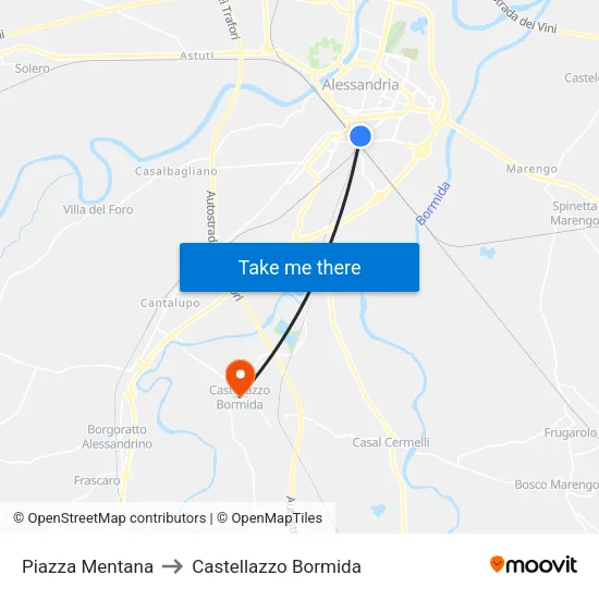 Mentana to Castellazzo Bormida map